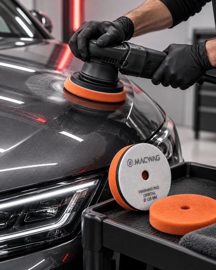 MACWAG Polierpads – Finishing Pad auf der Exzentermaschine