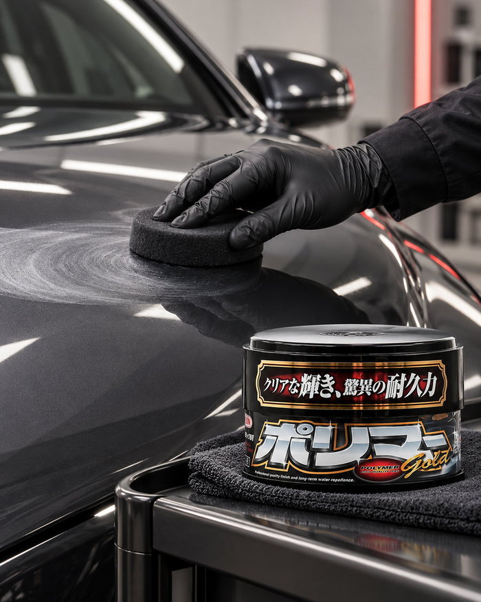 Willson Polymer Wax – Handauftrag auf schwarzem Lack